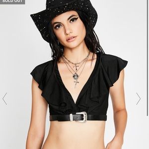 Dolls Kill Cowgirl Buckle Crop Top - Black
